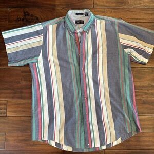 Gant Vintage 80s/90s Multicolor Striped Men's Shirt Size Large Retro Print